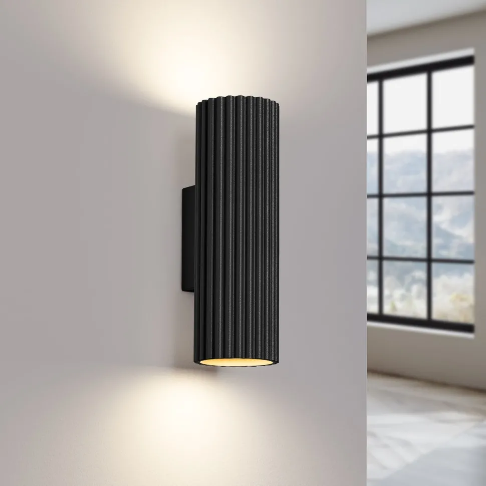 Wandleuchte Up Down klein H: 20 cm Schwarz 2x GU10 Aluminium