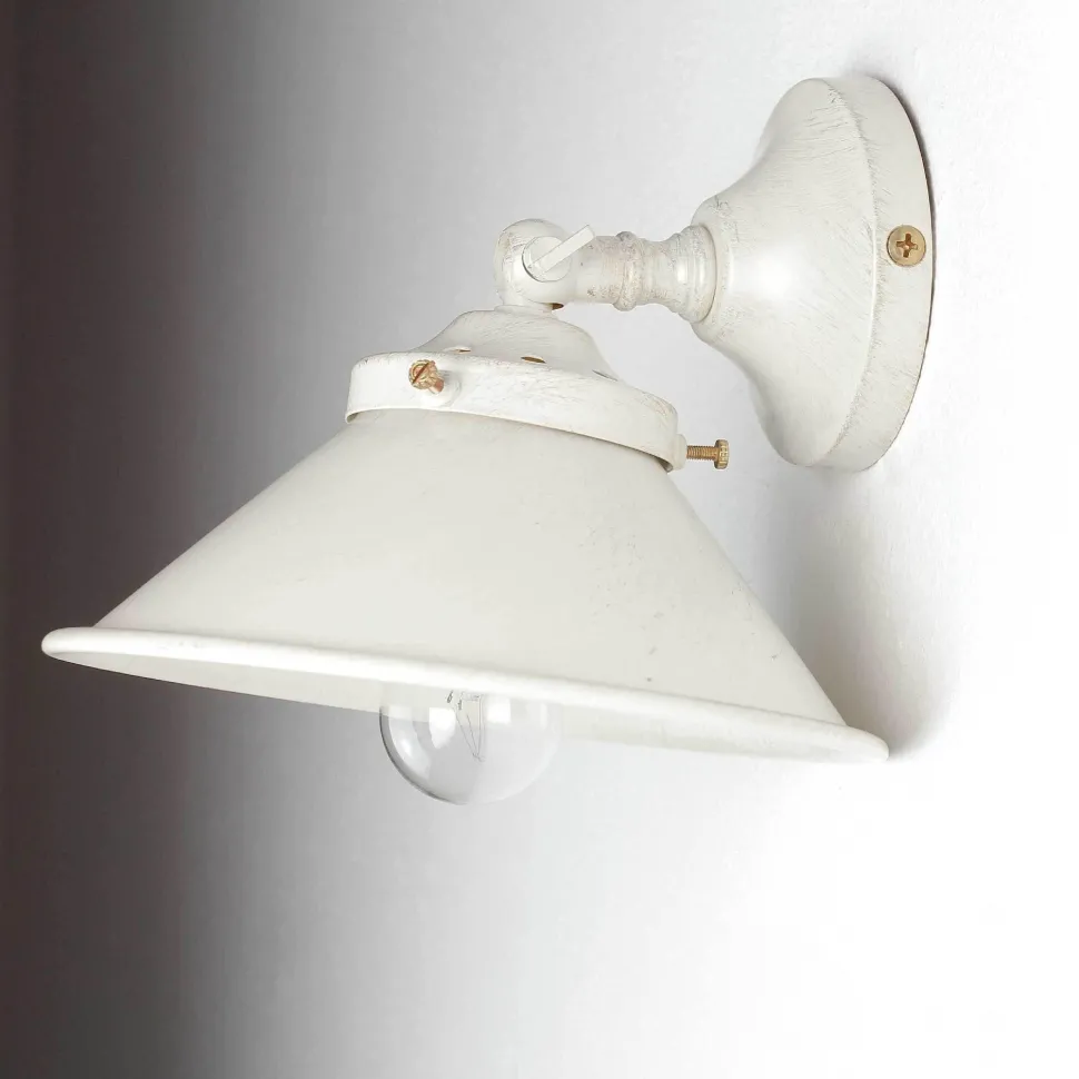 Wandleuchte Weiß Gold Shabby Chic aus Messing