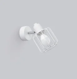 Wandleuchte Weiß Metall Draht Käfig Retro schwenkbar