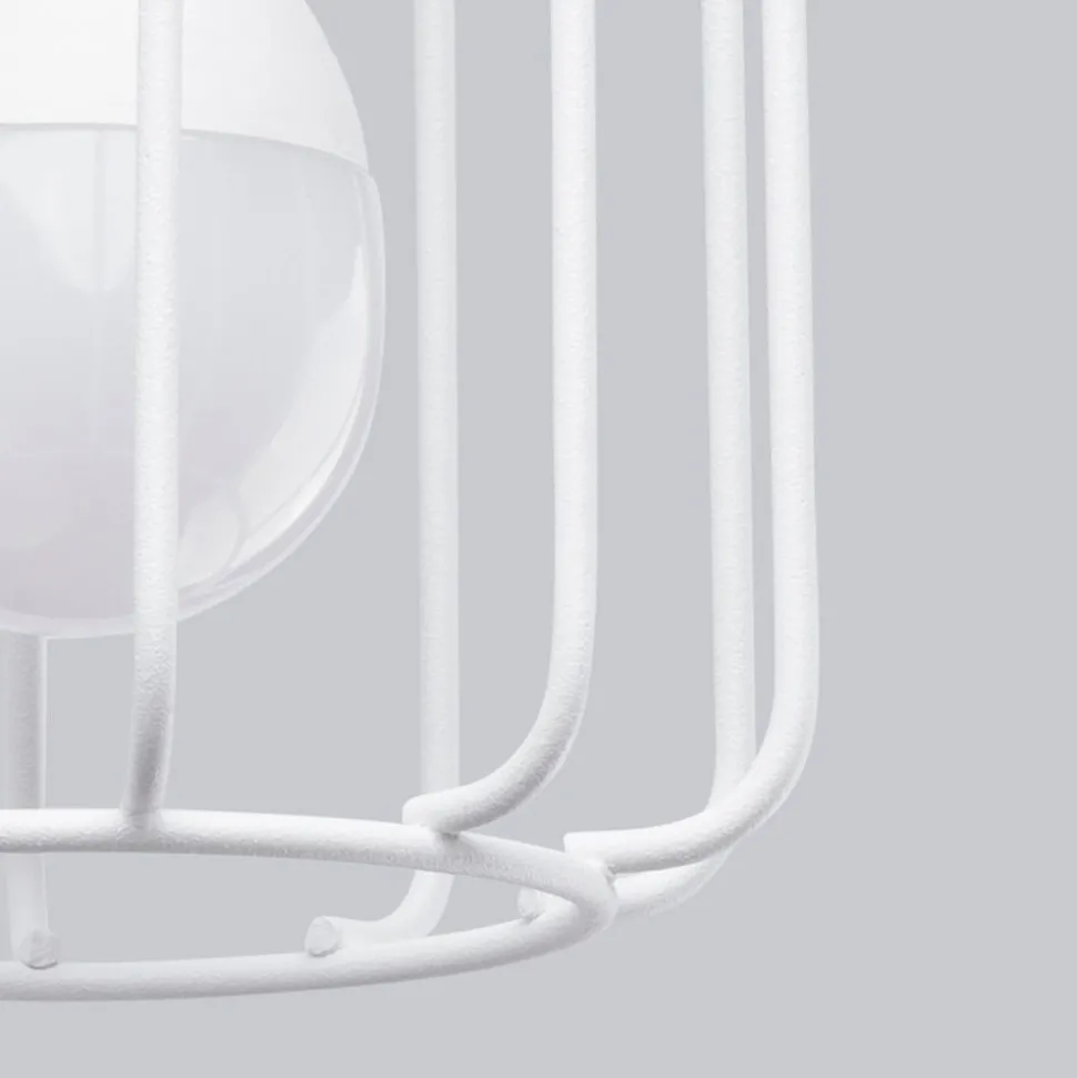 Wandleuchte Weiß Metall Draht Käfig Retro schwenkbar