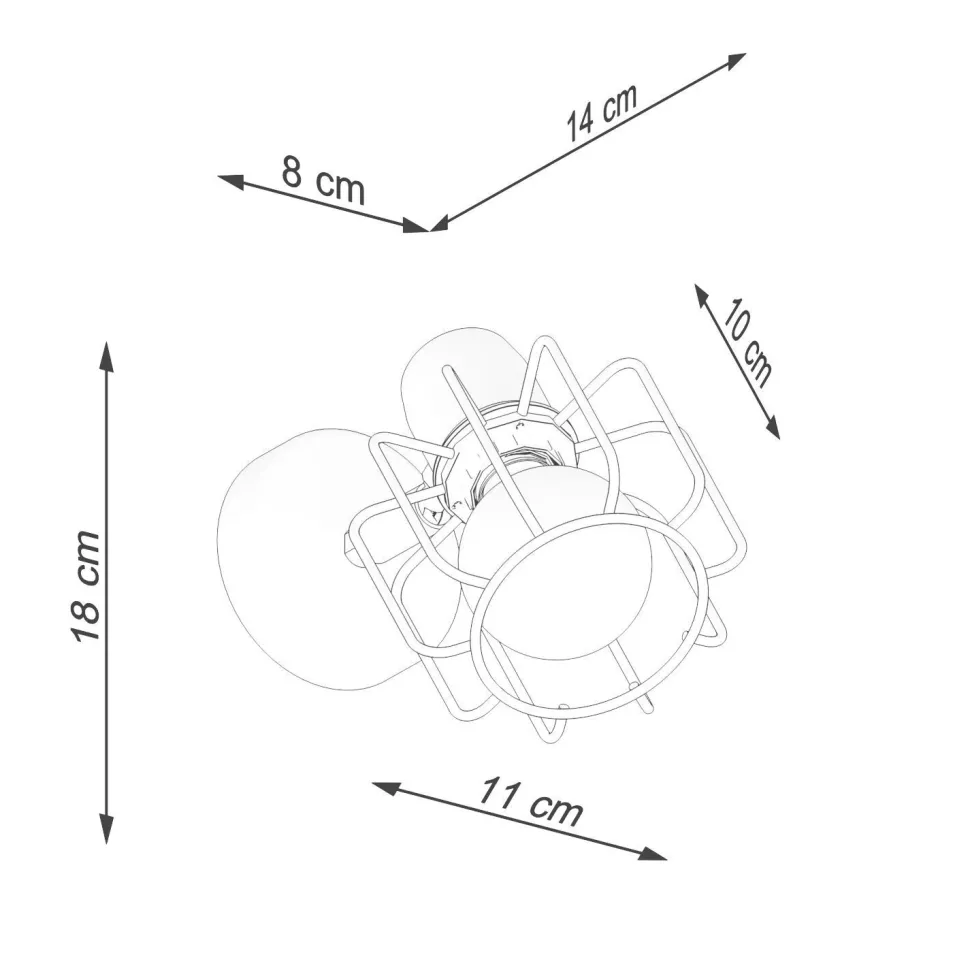 Wandleuchte Weiß Metall Draht Käfig Retro schwenkbar