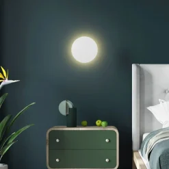 Wandleuchte Weiß Metall flach rund Ø 20 cm Modern