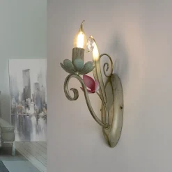 Wandleuchte Weiß Shabby Floral