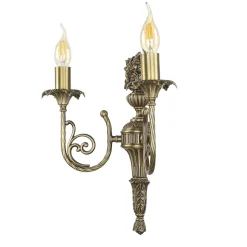 Wandleuchter 2-flmg Weiß aus Echt-Messing