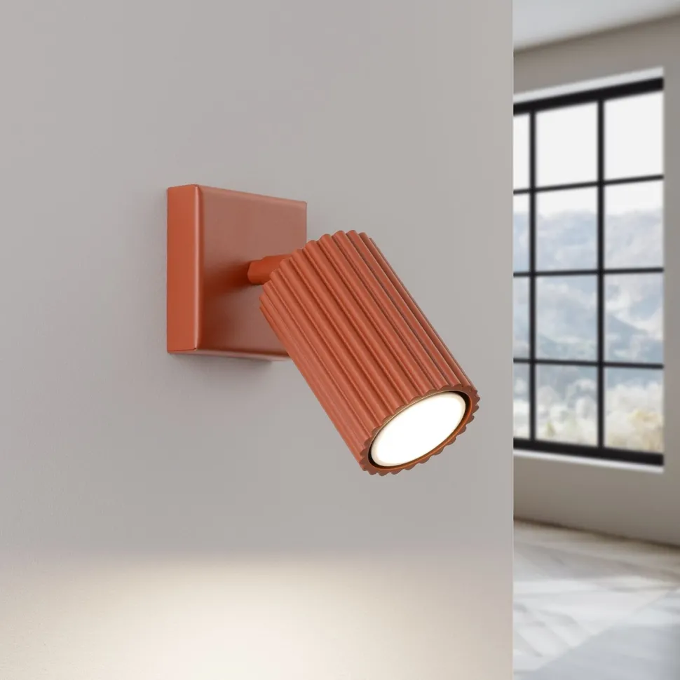 Wandspot GU10 B: 8 cm klein Rot schwenkbar Modern Aluminium