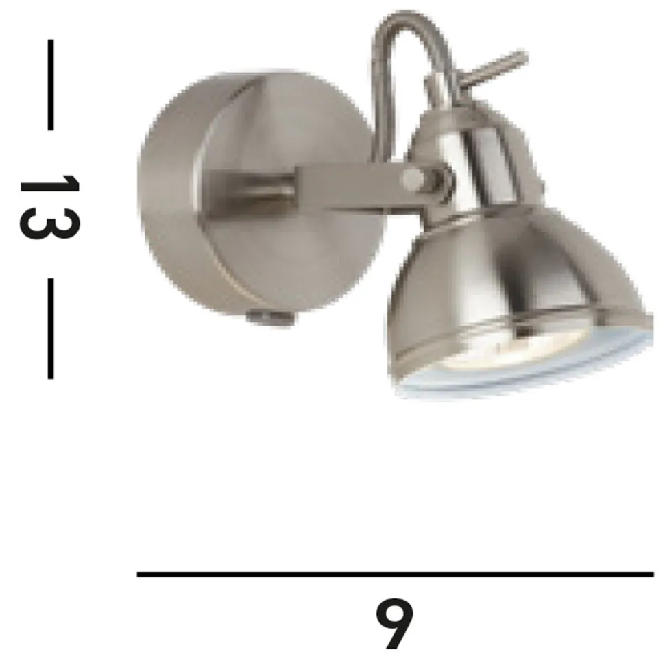 Wandspot Metall verstellbar GU10 bis 50 W in Silber