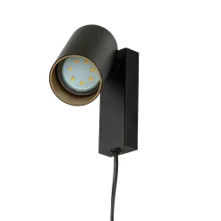 Wandspot mit Schalter Kabel Schwarz Gold GU10