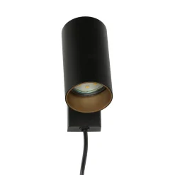 Wandspot mit Schalter Kabel Schwarz Gold GU10