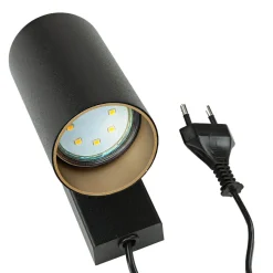 Wandspot mit Schalter Kabel Schwarz Gold GU10