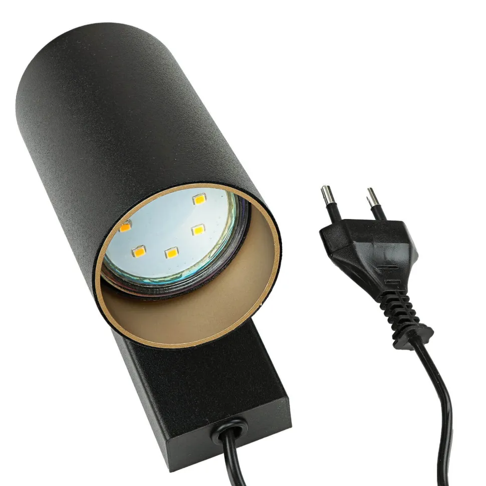 Wandspot mit Schalter Kabel Schwarz Gold GU10