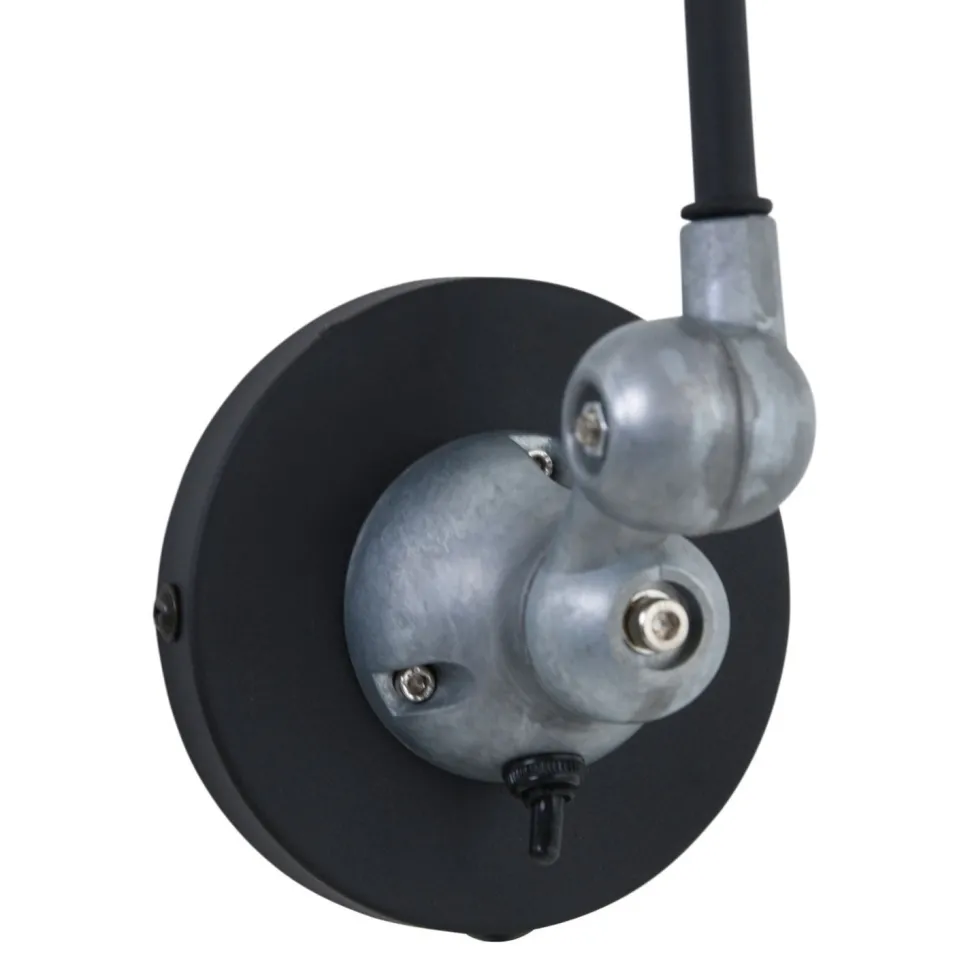 Wandspot mit Stecker in Schwarz Silber E14 flexibel