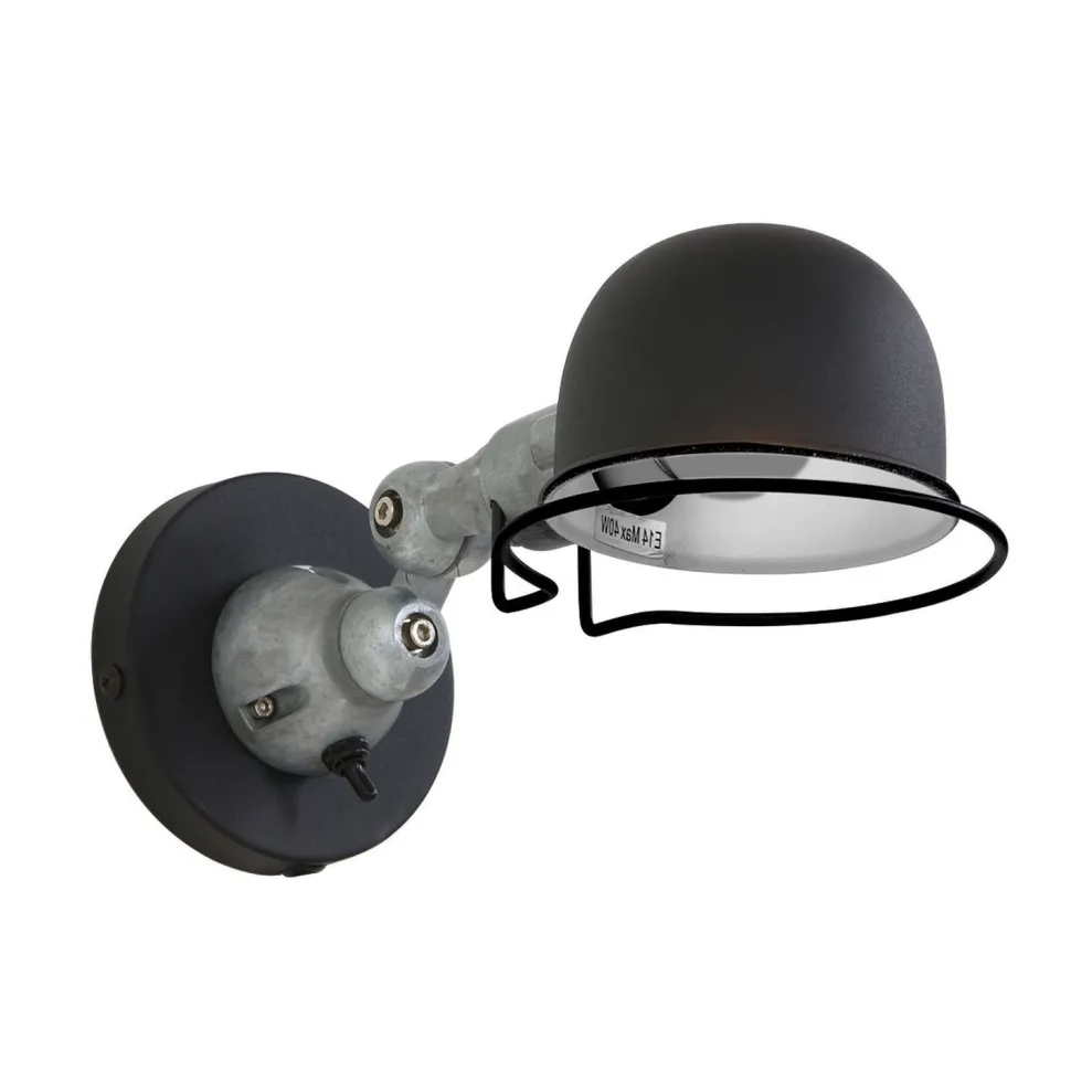 Wandspot mit Stecker in Schwarz Silber T:29 cm flexibel
