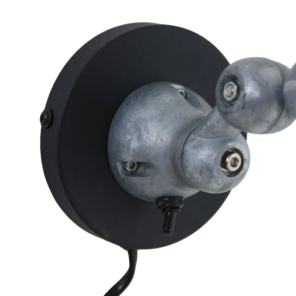 Wandspot mit Stecker in Schwarz Silber T:29 cm flexibel