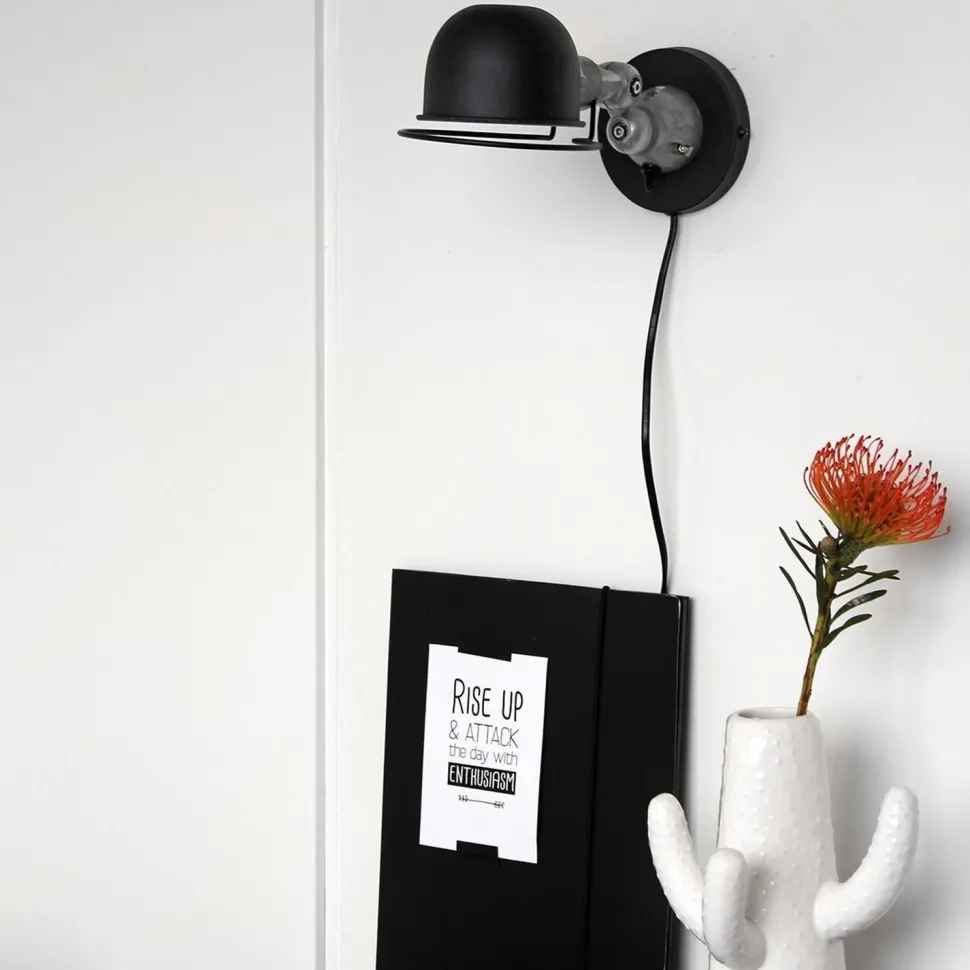 Wandspot mit Stecker in Schwarz Silber T:29 cm flexibel