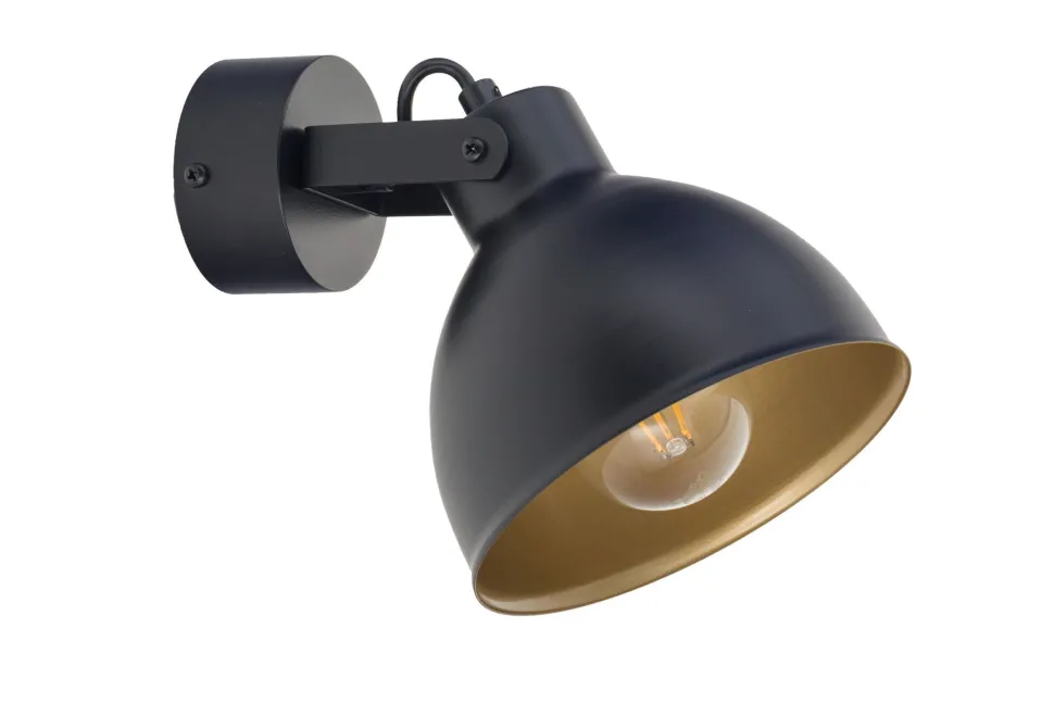 Wandspot Schwarz Gold Metall Industrial E27 beweglich