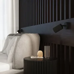 Wandspot Schwarz GU10 B: 8 cm klein schwenkbar Modern Alu