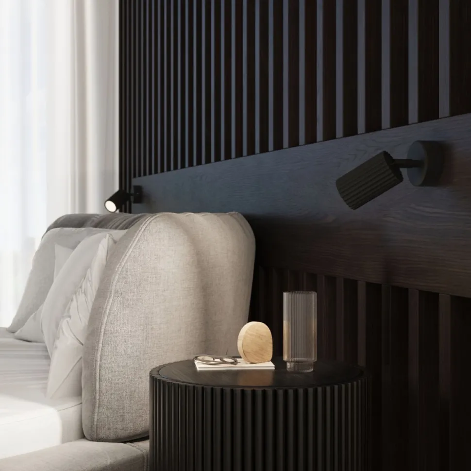 Wandspot Schwarz GU10 B: 8 cm klein schwenkbar Modern Alu