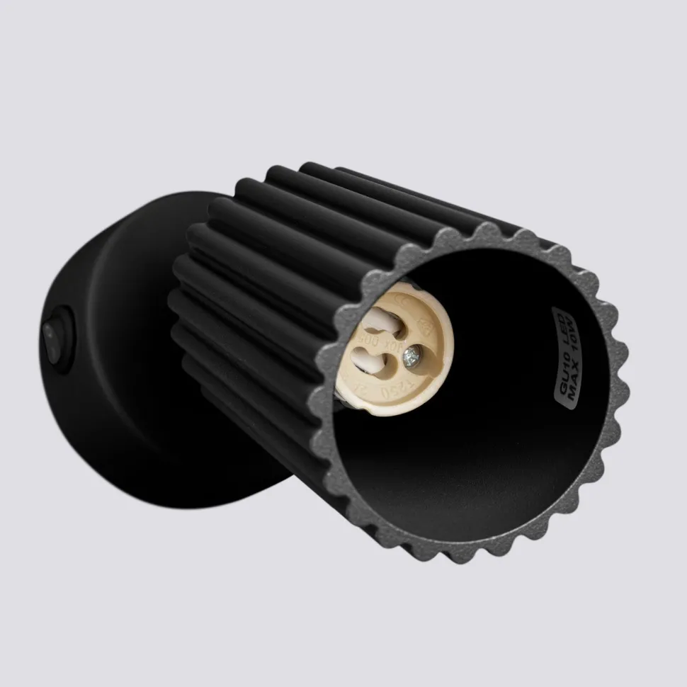 Wandspot Schwarz GU10 B: 8 cm klein schwenkbar Modern Alu