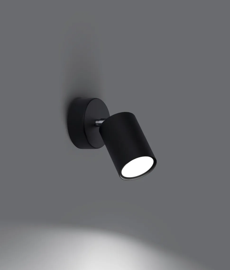 Wandspot Schwarz verstellbar H: 18,5 cm Metall GU10