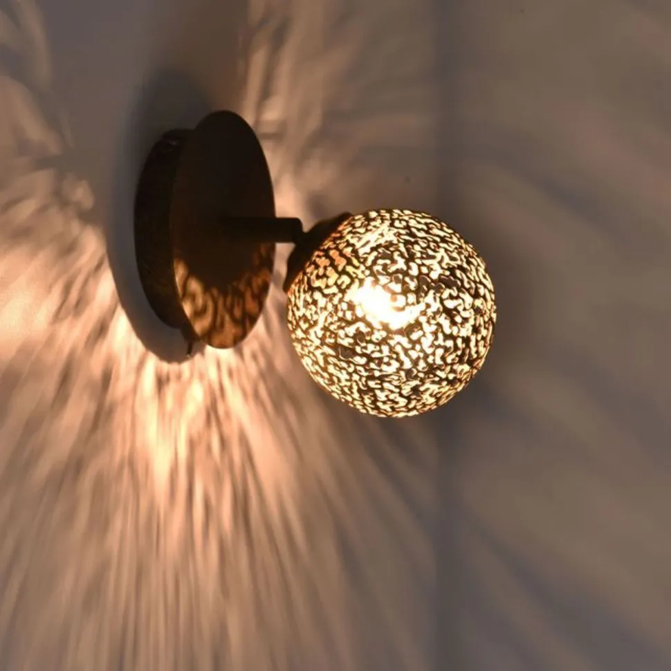Wandstrahler mit Schalter Rostbraun Gold G9 verstellbar