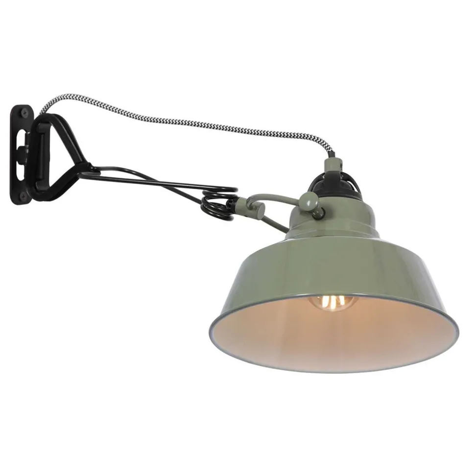 Wandstrahler mit Stecker Grün Weiß T:36 cm E27 flexibel