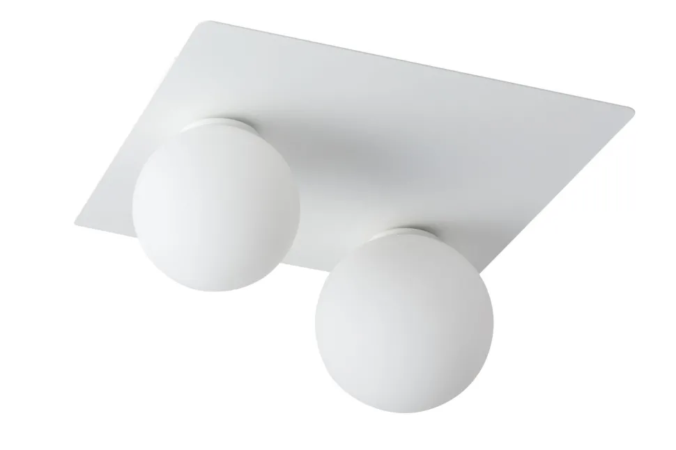 Weiße Deckenleuchte blendarm 2-flammig G9 Metall Glas