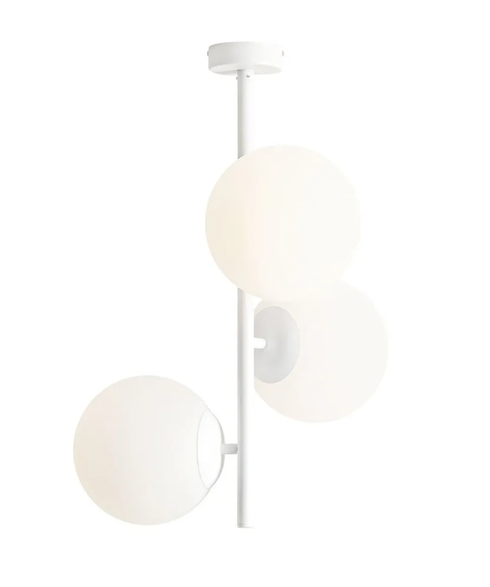 Weiße Deckenleuchte Glaskugeln 3-flammig E27 wohnlich