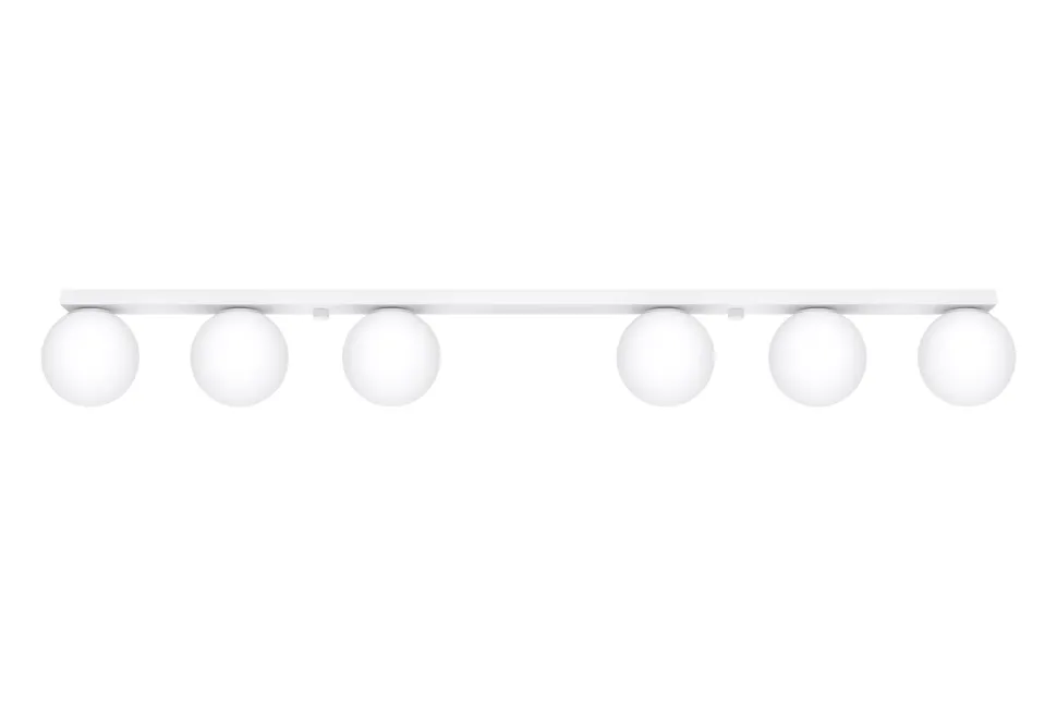 Weiße Deckenleuchte lang 120 cm Glas Metall 6x G9