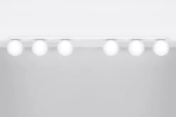 Weiße Deckenleuchte lang 120 cm Glas Metall 6x G9