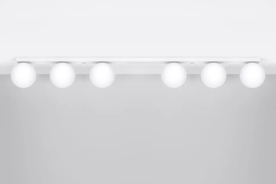 Weiße Deckenleuchte lang 120 cm Glas Metall 6x G9