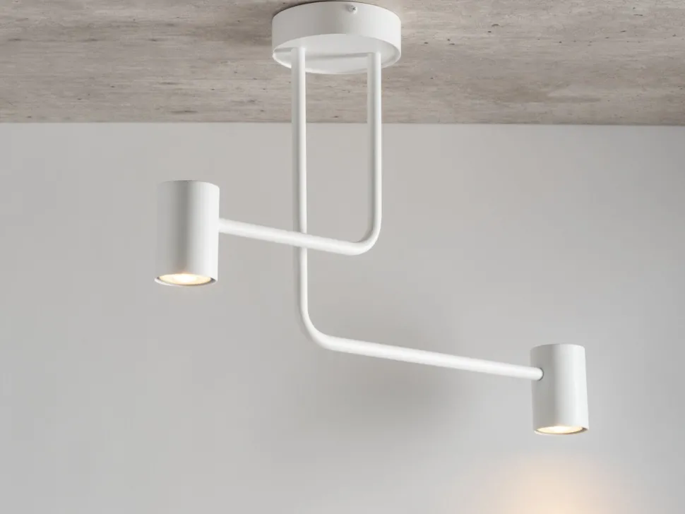 Weiße Deckenleuchte Metall 2-flammig akzentuiert GU10