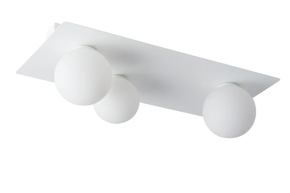 Weiße Deckenleuchte Metall Glas blendarm G9 3-flammig