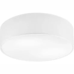 Weiße Deckenleuchte Stoff Ø 45 cm rund flach blendarm 2x E27