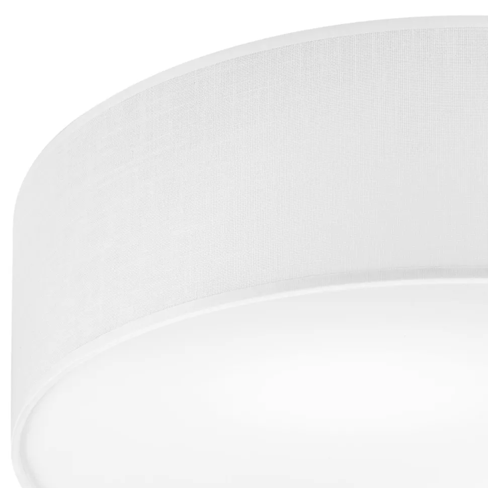 Weiße Deckenleuchte Stoff Ø 45 cm rund flach blendarm 2x E27