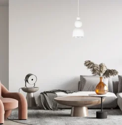 Weiße Hängelampe Metall Loft Design E27 B:17 cm rund