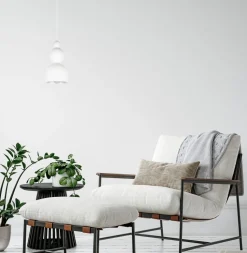 Weiße Hängelampe Metall Loft Design E27 B:17 cm rund