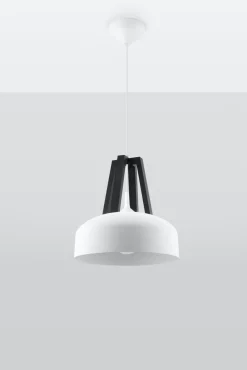 Weiße Hängelampe Retro Ø30cm Metall E27 MANILIA Küche