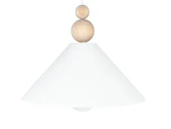 Weiße Hängeleuchte Holz Metall Ø26 cm rund E27 wohnlich