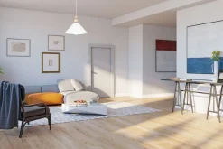 Weiße Hängeleuchte Holz Metall Ø26 cm rund E27 wohnlich