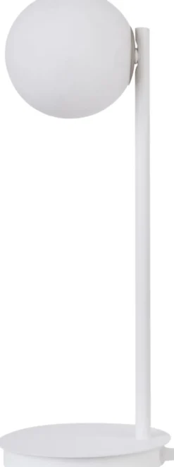 Weiße Nachttischleuchte Metall Glas blendarm G9 H:43 cm