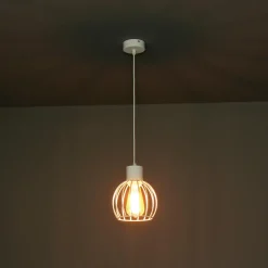 Weiße Pendellampe rund geometrisch