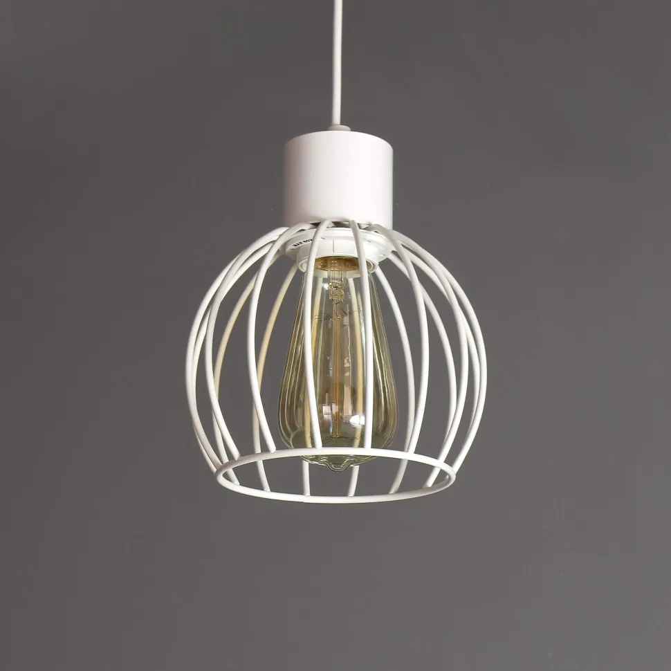 Weiße Pendellampe rund geometrisch