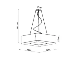 Weiße Pendelleuchte eckig 80 cm breit 8x E27 blendarm