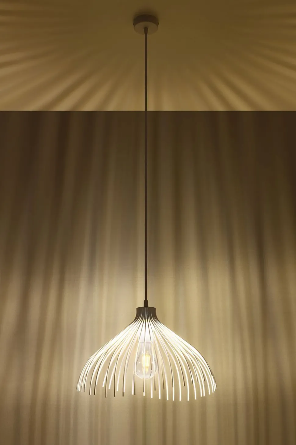 Weiße Pendelleuchte Metall Draht Ø25cm E27 SHORNA