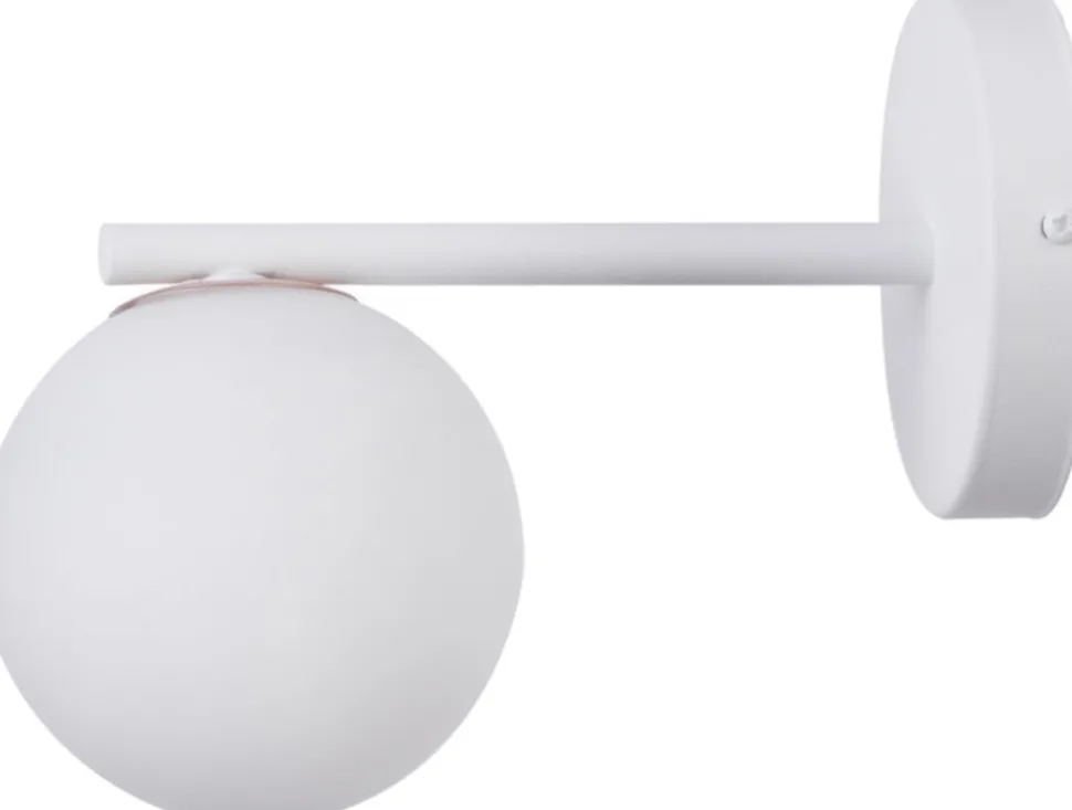 Weiße Wandlampe Metall Glas satiniert H:18 cm blendarm