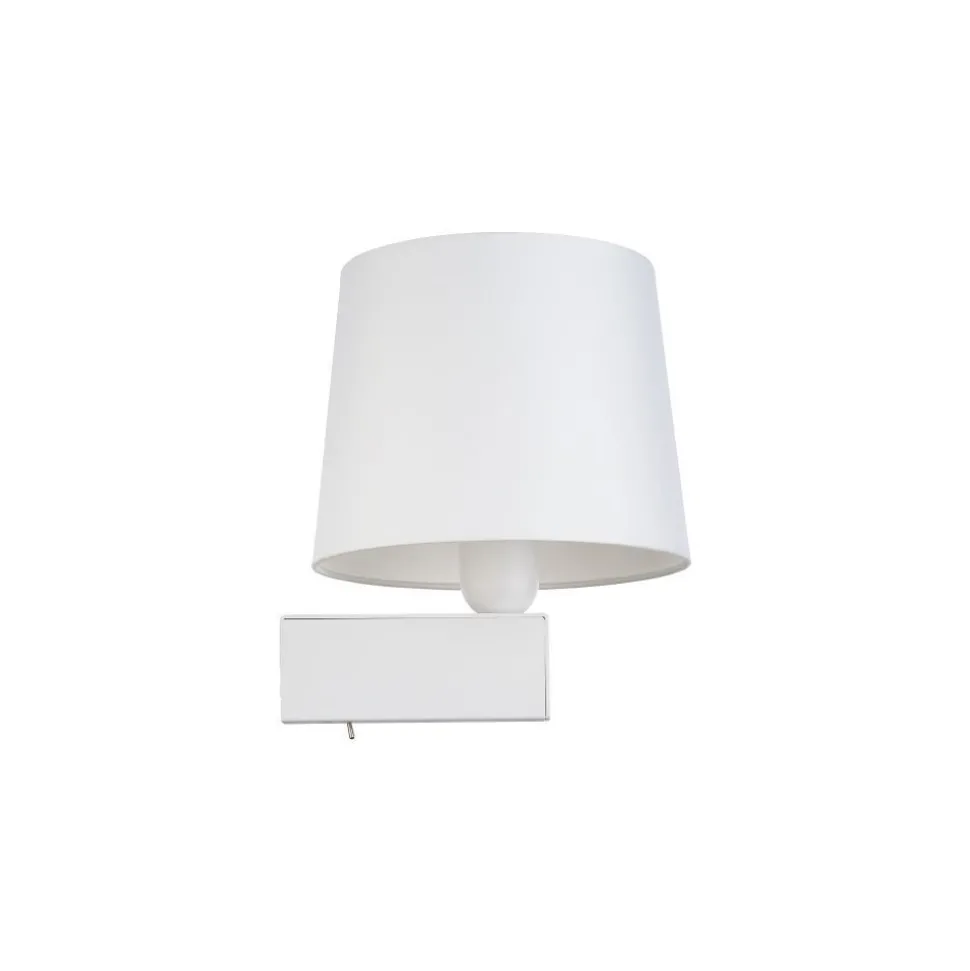 Weiße Wandlampe mit Schalter Stoffschirm E27 Modern