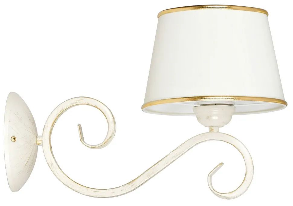 Weiße Wandlampe Stoff Schirm Klassisch Shabby Chic