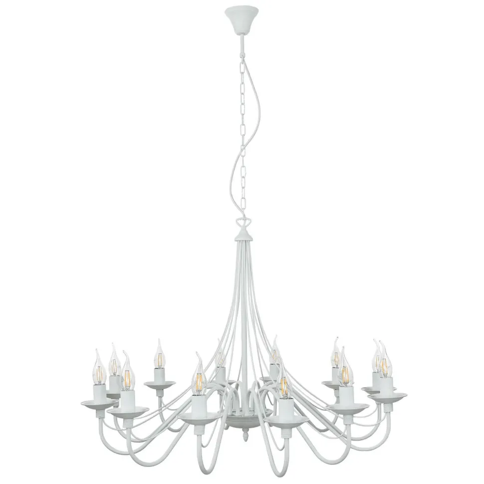 Weißer Kronleuchter Groß Ø85cm Wohnraum Rustikal