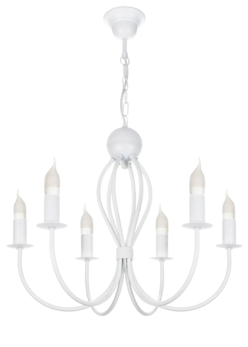 Weißer Kronleuchter Metall 6-flammig E14 Klassisch