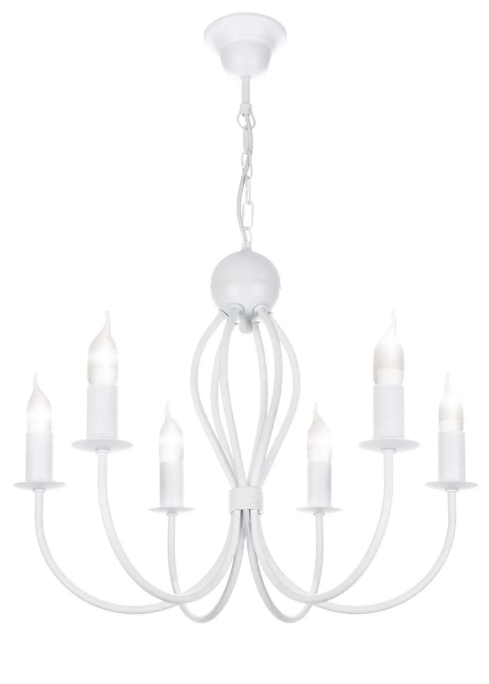 Weißer Kronleuchter Metall 6-flammig E14 Klassisch